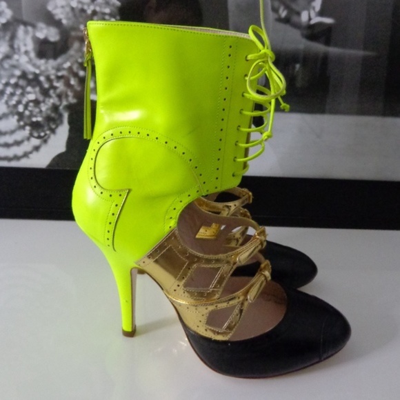 Miu Miu Leather Mid-Calf Lace-Up Boots, Shoes - Picture 4 of 10